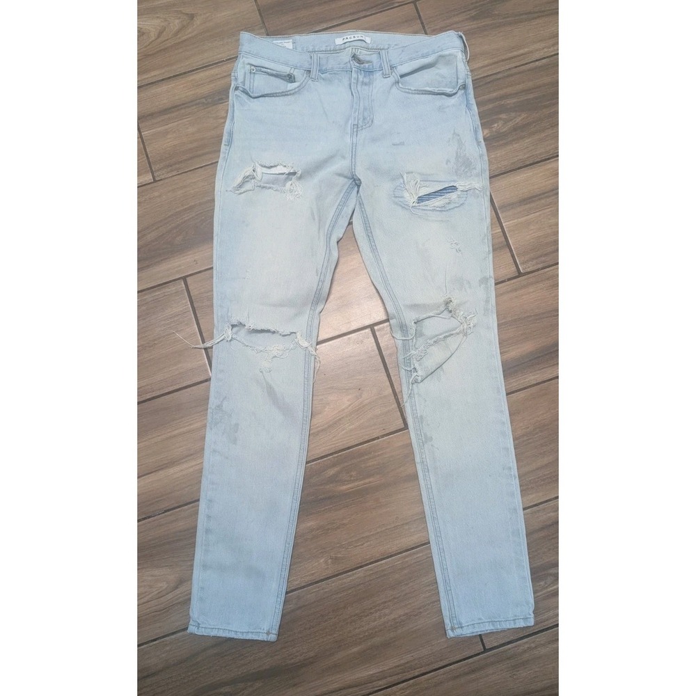 PacSun Stacked Skinny Jeans Men's 31x32 Light Wash Distressed Stretch Denim